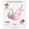 imageHORISUN Seamless Bra V Neck Lace Floral Wireless Bralette No Underwire Bra for Women Pink XXLarge