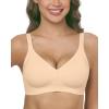 imageHORISUN Seamless Everyday Bra with Support Wireless Bras for Women Comfortable Push Up Bra No Underwire Pink Nude S