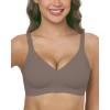 imageHORISUN Wireless Bras for Women Soft Comfortable No Underwire T Shirt Bra Seamless Full Coverage Bras with SupportCoffee1