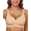 imageHORISUN Wireless Bras with Support and Lift Bralettes for Women No Underwire Bra Full Coverage Seamless Bra Pink Nude S
