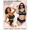 imageHORISUN Lace Jelly Bras for Women No Underwire Seamless Wireless V Neck Push Up No Wire Full Coverage BralettesLace Black
