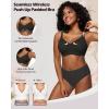 imageHORISUN Lace Jelly Bras for Women No Underwire Seamless Wireless V Neck Push Up No Wire Full Coverage BralettesLace Black
