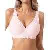 imageHORISUN Wireless Bras for Women Push Up Full Coverage Seamless No Underwire Support Lift Bra Comfort Smoothing Wavy BralettePink