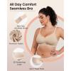 imageHORISUN No Underwire Bra for Women Wireless Bras with Soft Support V Neck Mesh Lace Seamless Comfort BraSkin Nude