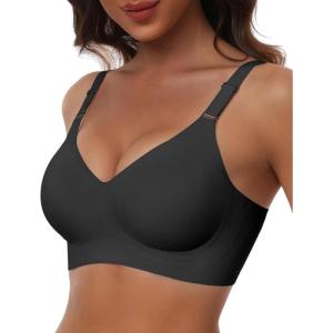 imageHORISUN Comfortable Seamless Full Coverage Bra for Women Wireless Bras with Soft Support Regular and Plus SizeBlack