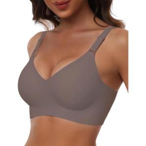imageHORISUN Comfortable Seamless Full Coverage Bra for Women Wireless Bras with Soft Support Regular and Plus SizeCoffee