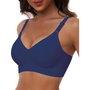 imageHORISUN Comfortable Seamless Full Coverage Bra for Women Wireless Bras with Soft Support Regular and Plus SizeNavy Blue