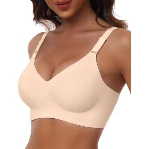 imageHORISUN Comfortable Seamless Full Coverage Bra for Women Wireless Bras with Soft Support Regular and Plus SizeNude