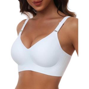 imageHORISUN Comfortable Seamless Full Coverage Bra for Women Wireless Bras with Soft Support Regular and Plus SizeWhite