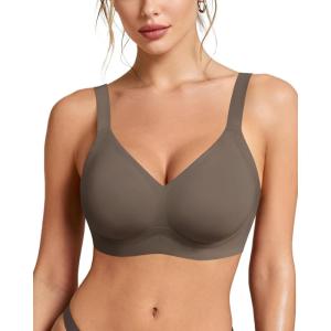 imageHORISUN Wireless Bras for Women Soft Comfortable No Underwire T Shirt Bra Seamless Full Coverage Bras with SupportCoffee