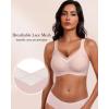 imageHORISUN Seamless Mesh Lace Bras for Women No Underwire Wireless Bras with Support and Lift Full Coverage Deep V BralettesPink