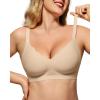 imageHORISUN No Underwire Bras for Women Push Up Scalloped V Neck Wireless Full Coverage Bralette Supportive Comfort Everyday BrasNude