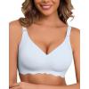 imageHORISUN Seamless Bra Womens Push Up No Underwire Lace Support Full Coverage BraBlue