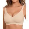 imageHORISUN Seamless Bra Womens Push Up No Underwire Lace Support Full Coverage BraCoffee