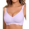 imageHORISUN Seamless Bra Womens Push Up No Underwire Lace Support Full Coverage BraPurple