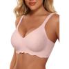 imageHORISUN Wireless T Shirt Bra Seamless Push Up Bralette Full Coverage V Neck Comfortable Bras for WomenNew Pink