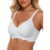 imageHORISUN Wireless T Shirt Bra Seamless Push Up Bralette Full Coverage V Neck Comfortable Bras for WomenNew White