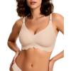 imageHORISUN Wireless T Shirt Bra Seamless Push Up Bralette Full Coverage V Neck Comfortable Bras for WomenNude