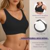 imageHORISUN Seamless Full Coverage Bra Wirefree No Show Bras for WomenBlack Unadjustable L
