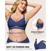 imageHORISUN Womens Wireless Push Up Bralette  No Underwire Scalloped VNeck Full Coverage Soft Support BraNavy Blue
