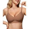 imageHORISUN Womens Wireless Push Up Bralette  No Underwire Scalloped VNeck Full Coverage Soft Support BraCoffee