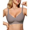 imageHORISUN Womens Wireless Push Up Bralette  No Underwire Scalloped VNeck Full Coverage Soft Support BraGrey