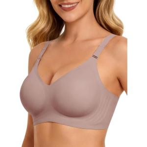 imageHORISUN Comfortable Seamless Full Coverage Bra for Women Wireless Bras with Soft Support Regular and Plus SizeDusty Rose