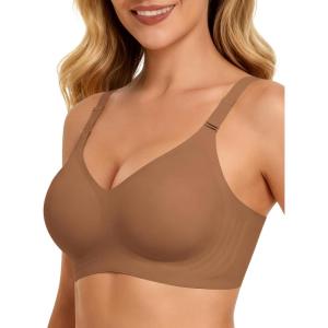 imageHORISUN Comfortable Seamless Full Coverage Bra for Women Wireless Bras with Soft Support Regular and Plus SizeLight Brown