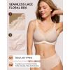 imageHORISUN Wireless No Underwire Bra for Women VNeck Lace Trim Jelly Supportive Seamless Bra Comfortable Tshirt BraletteBeige