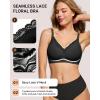 imageHORISUN Wireless No Underwire Bra for Women VNeck Lace Trim Jelly Supportive Seamless Bra Comfortable Tshirt BraletteBlack