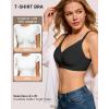 imageHORISUN Wireless No Underwire Bra for Women VNeck Lace Trim Jelly Supportive Seamless Bra Comfortable Tshirt BraletteBlack