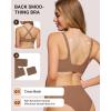 imageHORISUN Wireless No Underwire Bra for Women VNeck Lace Trim Jelly Supportive Seamless Bra Comfortable Tshirt BraletteCoffee