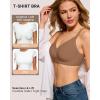 imageHORISUN Wireless No Underwire Bra for Women VNeck Lace Trim Jelly Supportive Seamless Bra Comfortable Tshirt BraletteCoffee