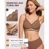 imageHORISUN Wireless No Underwire Bra for Women VNeck Lace Trim Jelly Supportive Seamless Bra Comfortable Tshirt BraletteCoffee