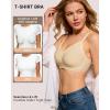 imageHORISUN Wireless No Underwire Bra for Women VNeck Lace Trim Jelly Supportive Seamless Bra Comfortable Tshirt BraletteNude