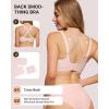 imageHORISUN Wireless No Underwire Bra for Women VNeck Lace Trim Jelly Supportive Seamless Bra Comfortable Tshirt BralettePink