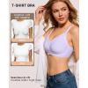 imageHORISUN Wireless No Underwire Bra for Women VNeck Lace Trim Jelly Supportive Seamless Bra Comfortable Tshirt BralettePurple