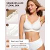 imageHORISUN Wireless No Underwire Bra for Women VNeck Lace Trim Jelly Supportive Seamless Bra Comfortable Tshirt BraletteWhite
