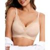 imageHORISUN Wireless No Underwire Bra for Women VNeck Lace Trim Jelly Supportive Seamless Bra Comfortable Tshirt BraletteBeige