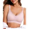 imageHORISUN Wireless No Underwire Bra for Women VNeck Lace Trim Jelly Supportive Seamless Bra Comfortable Tshirt BralettePink